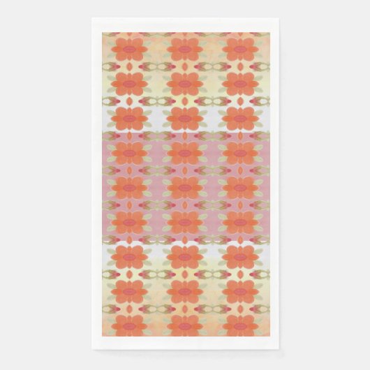 Orangefarbene Blume Gemustert Serviette (Vorderseite)
