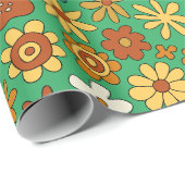 Orangefarbene Blume Geschenkpapier (Rolleneckpunkt)