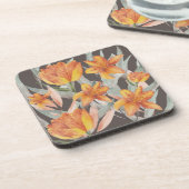 orangefarbene Blume Getränkeuntersetzer (Linke Seite)