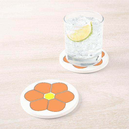 Orangefarbene Blume Getränkeuntersetzer (Seite)