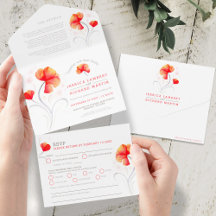 Orangefarbene Blume, graue, wirbelnde Aquarellfarb