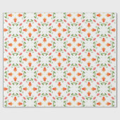 Orangefarbene Blume, grüne Blätter Geschenkpapier (Flach)