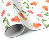 Orangefarbene Blume, grüne Blätter Geschenkpapier (Rolleneckpunkt)