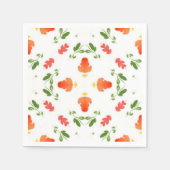 Orangefarbene Blume, grüne Blätter Serviette (Vorderseite)