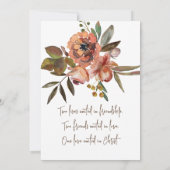 Orangefarbene Blume Grüne Christliche Hochzeit Einladung (Rückseite)