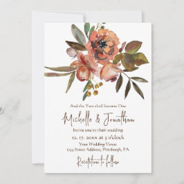 Orangefarbene Blume Grüne Christliche Hochzeit Einladung