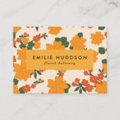 Orangefarbene Blume, Grünpflanzen, Florist, Blume  Visitenkarte (Vorderseite)