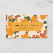 Orangefarbene Blume, Grünpflanzen, Florist, Blume  Visitenkarte (Vorderseite)