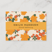 Orangefarbene Blume, Grünpflanzen, Florist, Blume  Visitenkarte (Vorderseite)