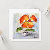 Orangefarbene Blume Grußkarte Karte (Vorderseite/Rückseite Beispiel)