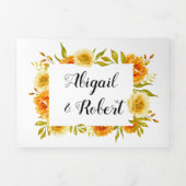 Orangefarbene Blume Hochzeit Dreifach Gefaltete Einladung (Cover)