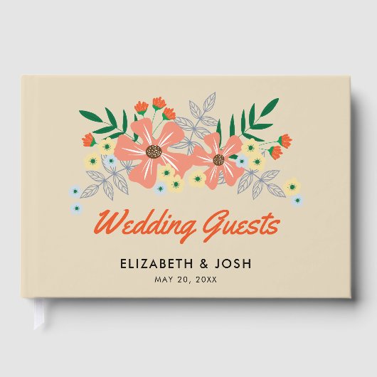 Orangefarbene Blume, Hochzeit Gästebuch (Vorderseite)