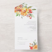 Orangefarbene Blume Hochzeit im Herbst All In One Einladung (Innen Boden)