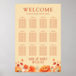 Orangefarbene Blume Hochzeit im Herbst Seekarte Poster