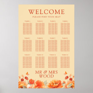 Orangefarbene Blume Hochzeit im Herbst Seekarte Poster