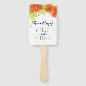 Orangefarbene Blume-Hochzeitsprogramm Fächer (Vorderseite)