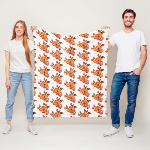 Orangefarbene Blume I Fleecedecke