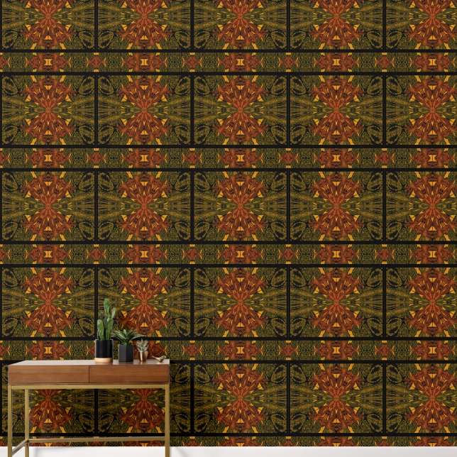 Orangefarbene Blume im Grünen Tapete (Korridor)