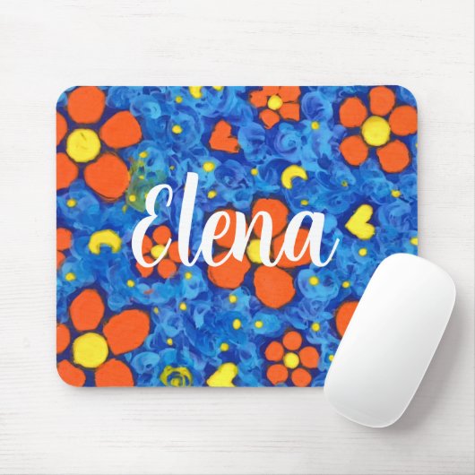 Orangefarbene Blume im Wasser Mousepad (Mit Mouse)