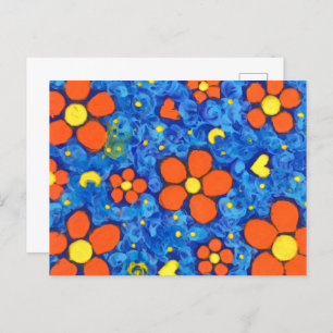 Orangefarbene Blume im Wasser Postkarte