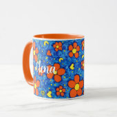 Orangefarbene Blume im Wasser Tasse (Vorderseite Links)