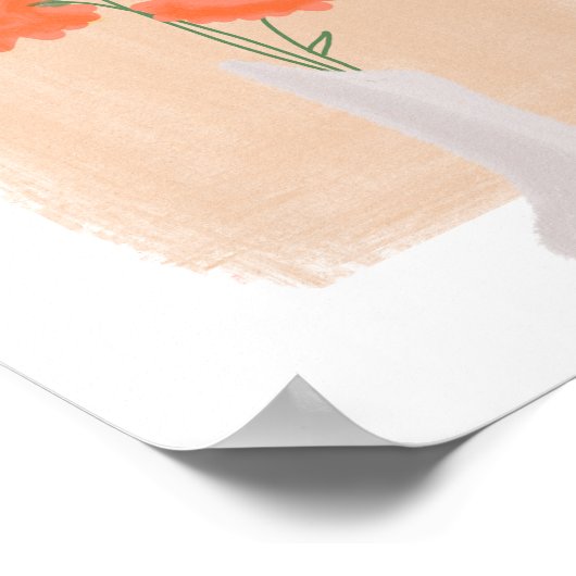 Orangefarbene Blume in Vase Kunsthandwerk Poster (Ecke)