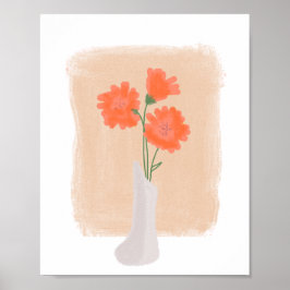 Orangefarbene Blume in Vase Kunsthandwerk Poster