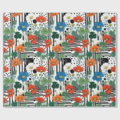 Orangefarbene Blume in Weiß und Schwarz Geschenkpapier (Flach)