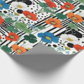 Orangefarbene Blume in Weiß und Schwarz Geschenkpapier (Ecke)