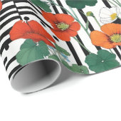 Orangefarbene Blume in Weiß und Schwarz Geschenkpapier (Rolleneckpunkt)