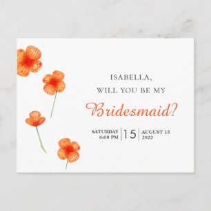 Orangefarbene Blume. Junggesellinnenabschiede Postkarte