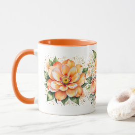 Orangefarbene Blume Kaffeemaschine Tasse
