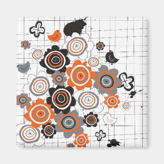 Orangefarbene Blume Kichen Grunge Knöchel Kid Magnet