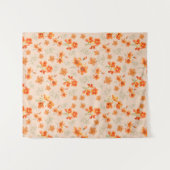 Orangefarbene Blume mit grünen Blätter Wandteppich (Vorderseite (Horizontal))