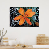 Orangefarbene Blume mit Hintergrund Poster (Küche)