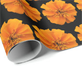 Orangefarbene Blume-Muster Geschenkpapier (Rolleneckpunkt)