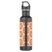 Orangefarbene Blume, Muster von Blume, Muster von  Edelstahlflasche (Rückseite)