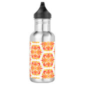 Orangefarbene Blume, Muster von Blume, Muster von Edelstahlflasche (Rechts)