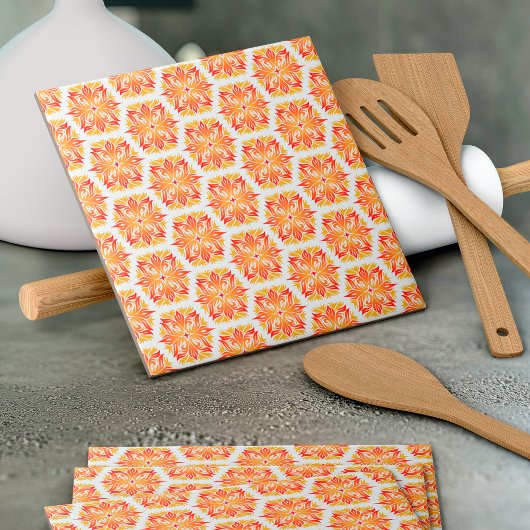 Orangefarbene Blume, Muster von Blume, Muster von  Fliese