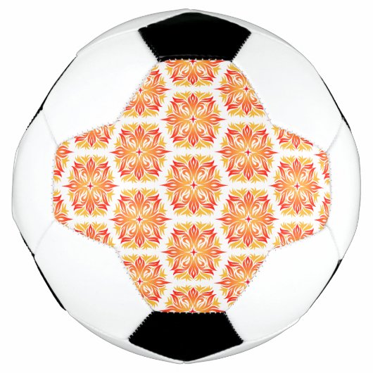 Orangefarbene Blume, Muster von Blume, Muster von  Fußball (Vorderseite)