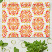 Orangefarbene Blume, Muster von Blume, Muster von  Geschirrtuch (Gefaltet)