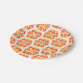 Orangefarbene Blume, Muster von Blume, Muster von  Pappteller (Schrägansicht)