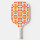 Orangefarbene Blume, Muster von Blume, Muster von  Pickleball Schläger (Rückseite)