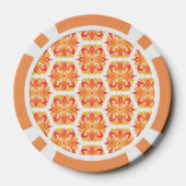 Orangefarbene Blume, Muster von Blume, Muster von Pokerchips (Rückseite)