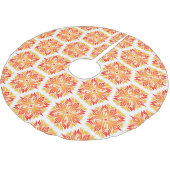 Orangefarbene Blume, Muster von Blume, Muster von  Polyester Weihnachtsbaumdecke (Schrägansicht)