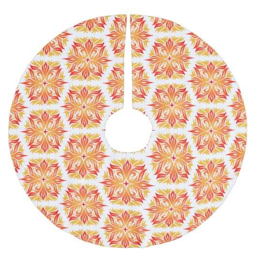 Orangefarbene Blume, Muster von Blume, Muster von  Polyester Weihnachtsbaumdecke (Vorderseite)