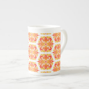 Orangefarbene Blume, Muster von Blume, Muster von  Porzellantasse