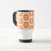 Orangefarbene Blume, Muster von Blume, Muster von Reisebecher (Vorderseite Links)