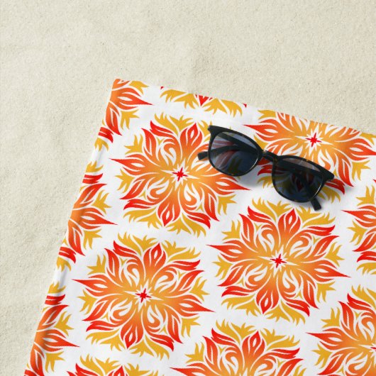 Orangefarbene Blume, Muster von Blume, Muster von  Strandtuch (Beispiel)