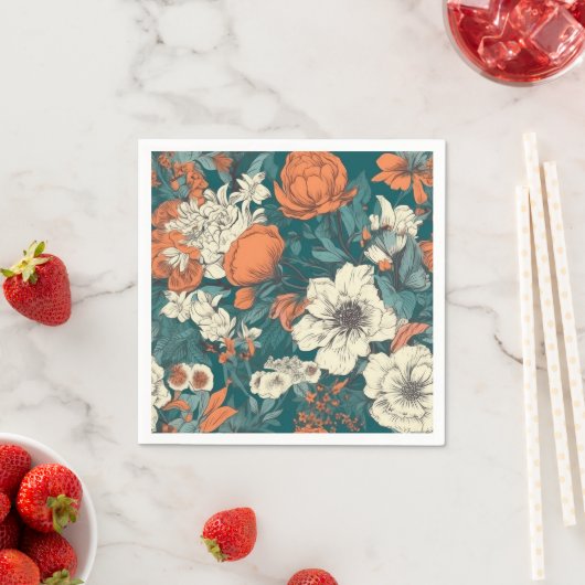 Orangefarbene Blume Napkins Serviette (Beispiel)